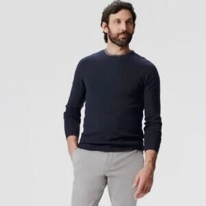 Mack Weldon Tech Cashmere Sweater Navy Crewneck Merino Blend Men’s XXL